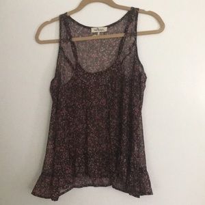 Sheer floral tank top